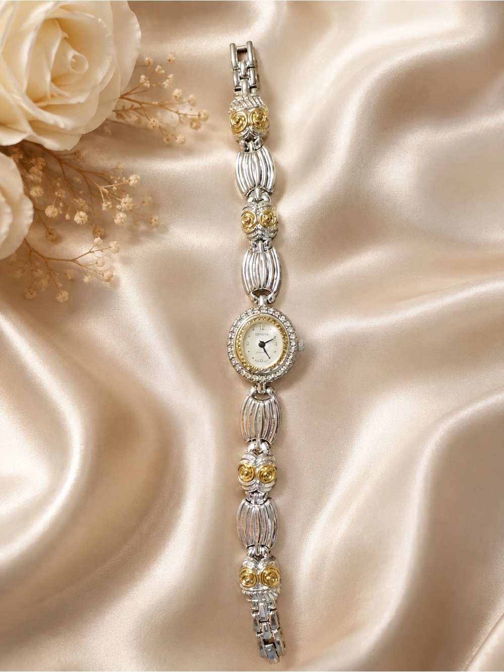Elegant Two-Tone Women's Bracelet Watch - Gold & Silver